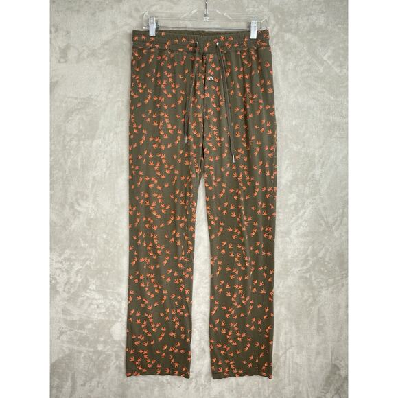 Jared Lang After Hours Olive Green Orange Swallows Pajama Pants Mens Large - Picture 1 of 11